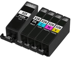 Canon PGI-525, CLI-526BK CLI-526C CLI-526M CLI-526Y Compatible set of 5 Ink Cartridges